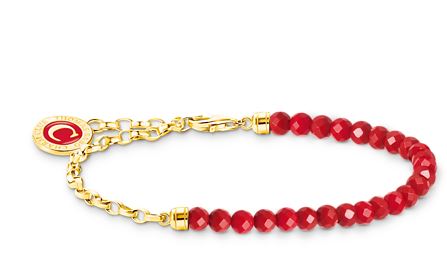 Thomas Sabo Yellow Gold Plated Sterling Silver Bracelet with Red Beads