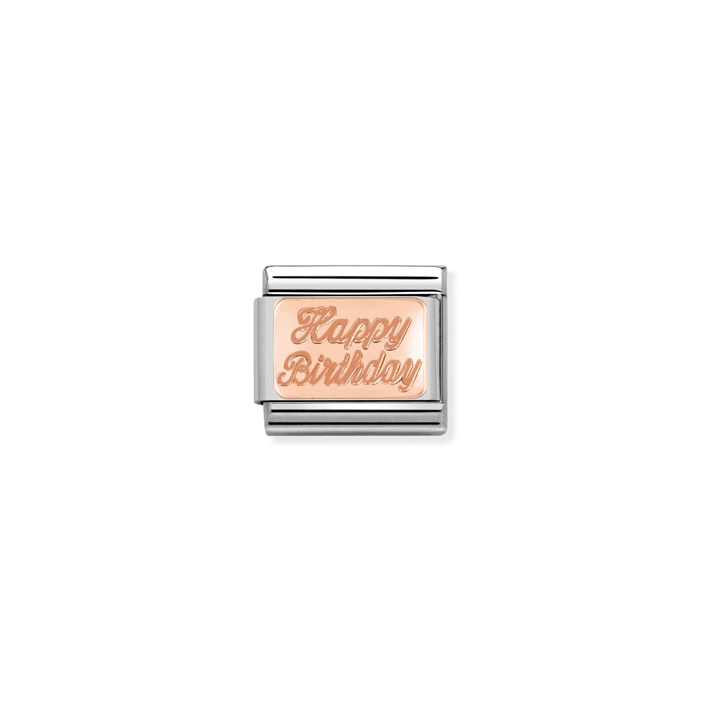 Nomination Composable Classic Happy Birthday Charm Link in Stainless Steel & Rose Gold