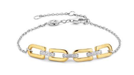 Ti Sento Link Bracelet - Cubic Zirconia, Silver & Gold, 16-20cm