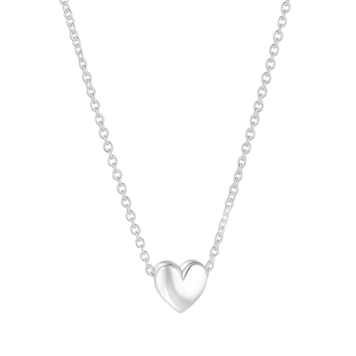Sterling Silver Small Heart Necklace 15-17'