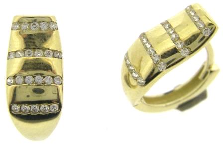 9ct Yellow Gold CZ Lined Hoop Earrings
