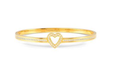 Nomination Pretty Bangles Large Yellow Gold Plated CZ Heart Bangle