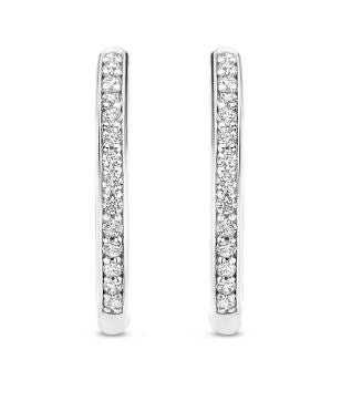 Ti Sento Sterling Silver Hoop Earrings with Cubic Zirconia