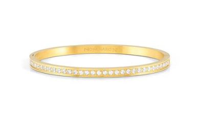 Nomination Pretty Bangles White Cubic Zirconia Bangle - Yellow Gold Plated Stainless Steel, Small