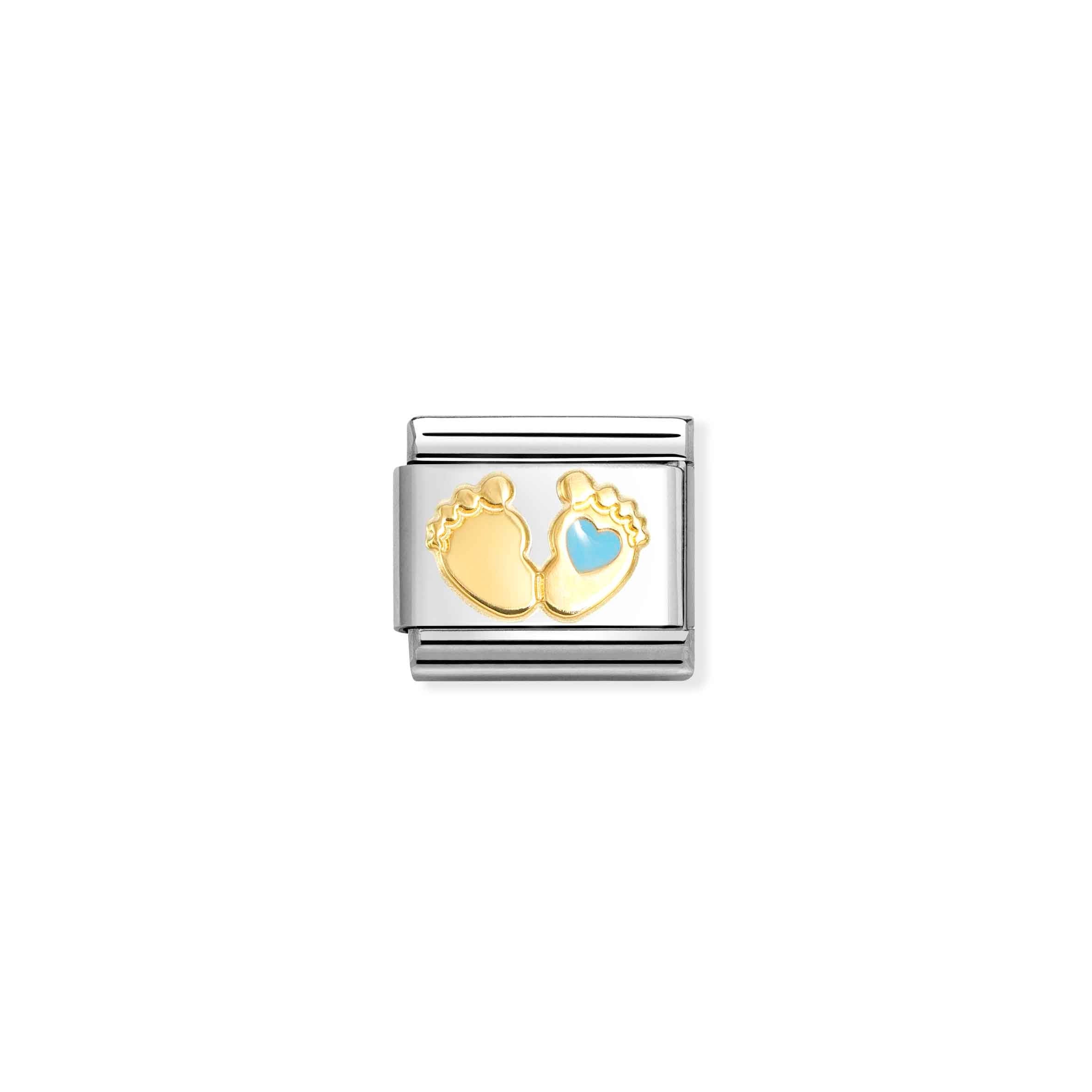 Nomination Composable Classic Blue Foot Charm - Stainless Steel & 18k Gold with Enamel