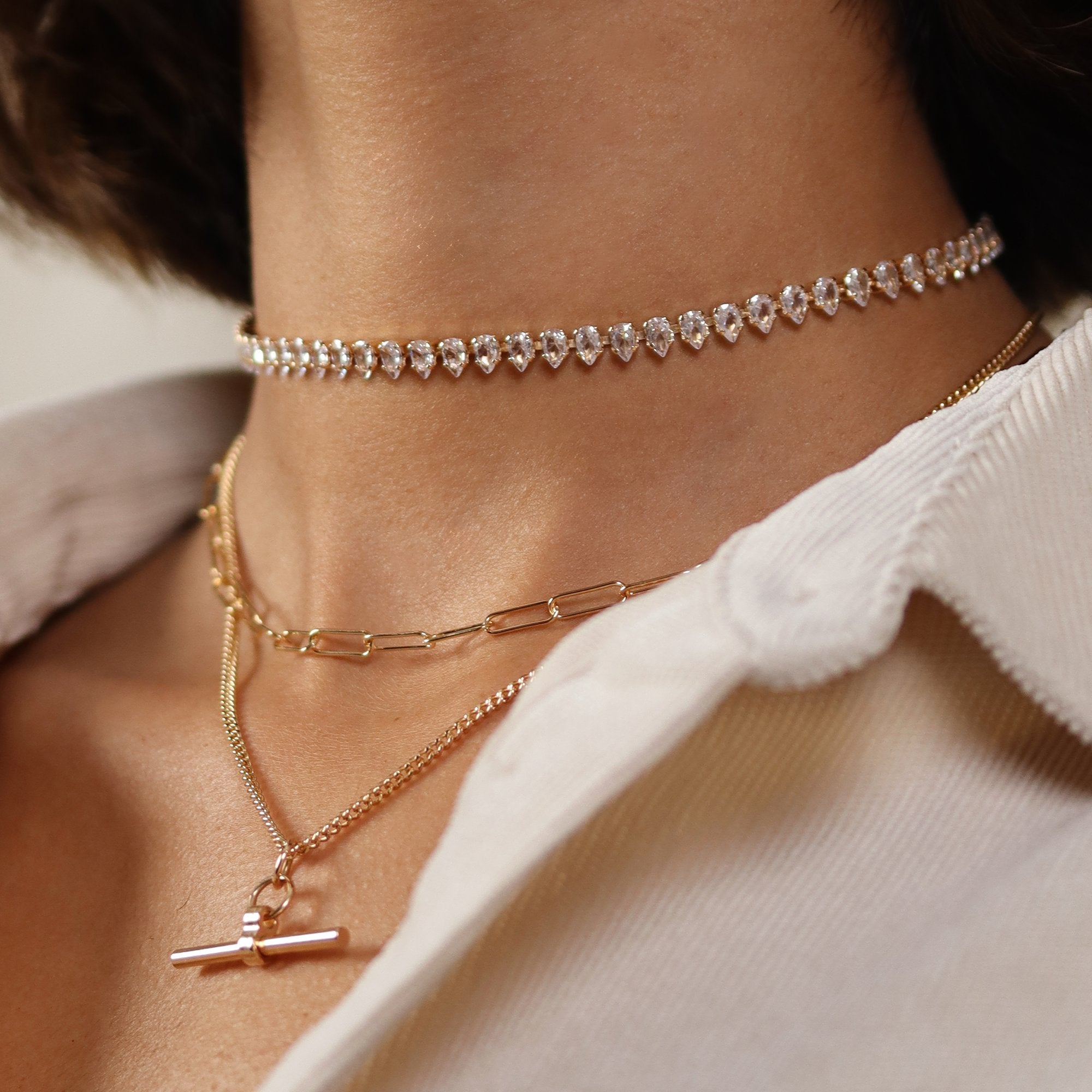 Burren - Blast From The Past, Yellow Gold Plated T-Bar On Chain Necklace 45cm