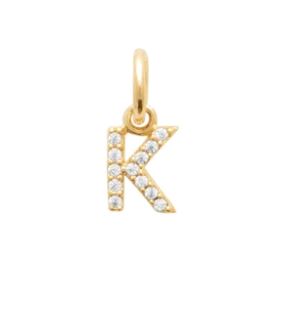 Yours Truly - Yellow Gold Plated CZ Initial K Pendant 38cm