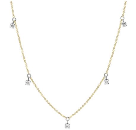 9ct Yellow Gold Five Diamond Necklace