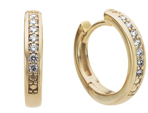 9ct Yellow Gold Graduated Cubic Zirconia Hoop Earrings