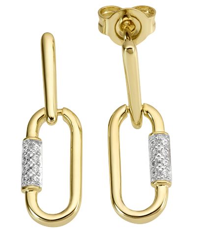 9ct Yellow Gold Blue Topaz and CZ Drop Earrings