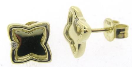 9ct Yellow Gold Coffee Bean Diamond Stud Earrings