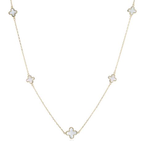 9ct Yellow Gold Five MOP Flower Necklace