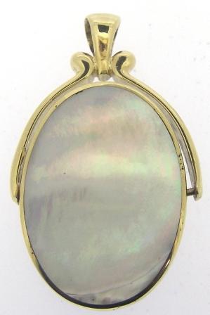 Vintage 9ct Yellow Gold Black And White Mother Of Pearl Double Side Fob