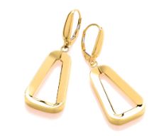 9ct Yellow Gold Chunky Open Triangle Drop Earrings