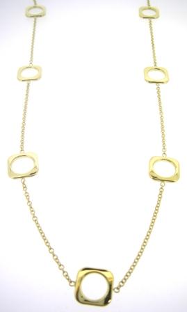 9ct Yellow Gold Polished Open Square Station Necklace