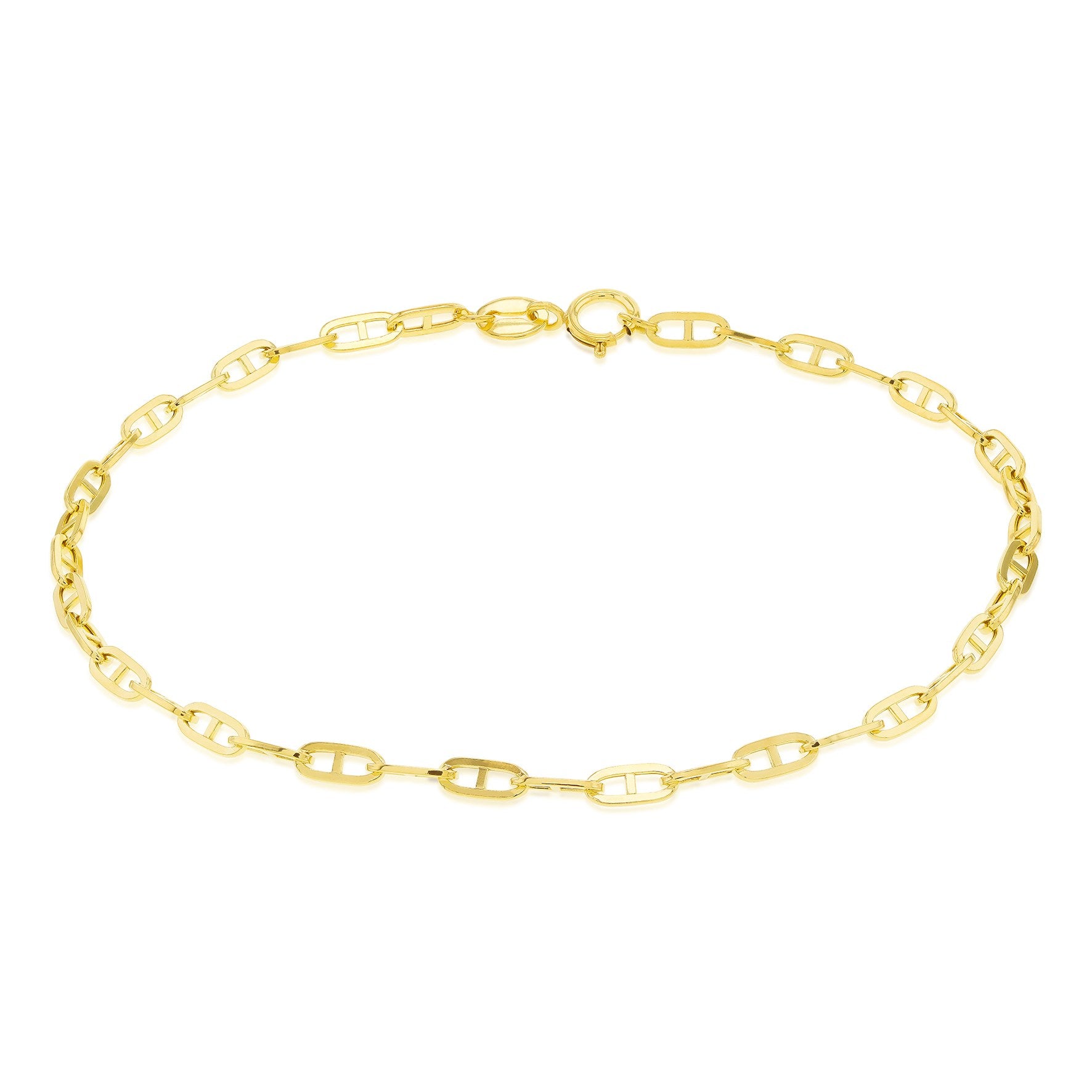 9ct Yellow Gold Small Square Rambo Link Bracelet 7.5'