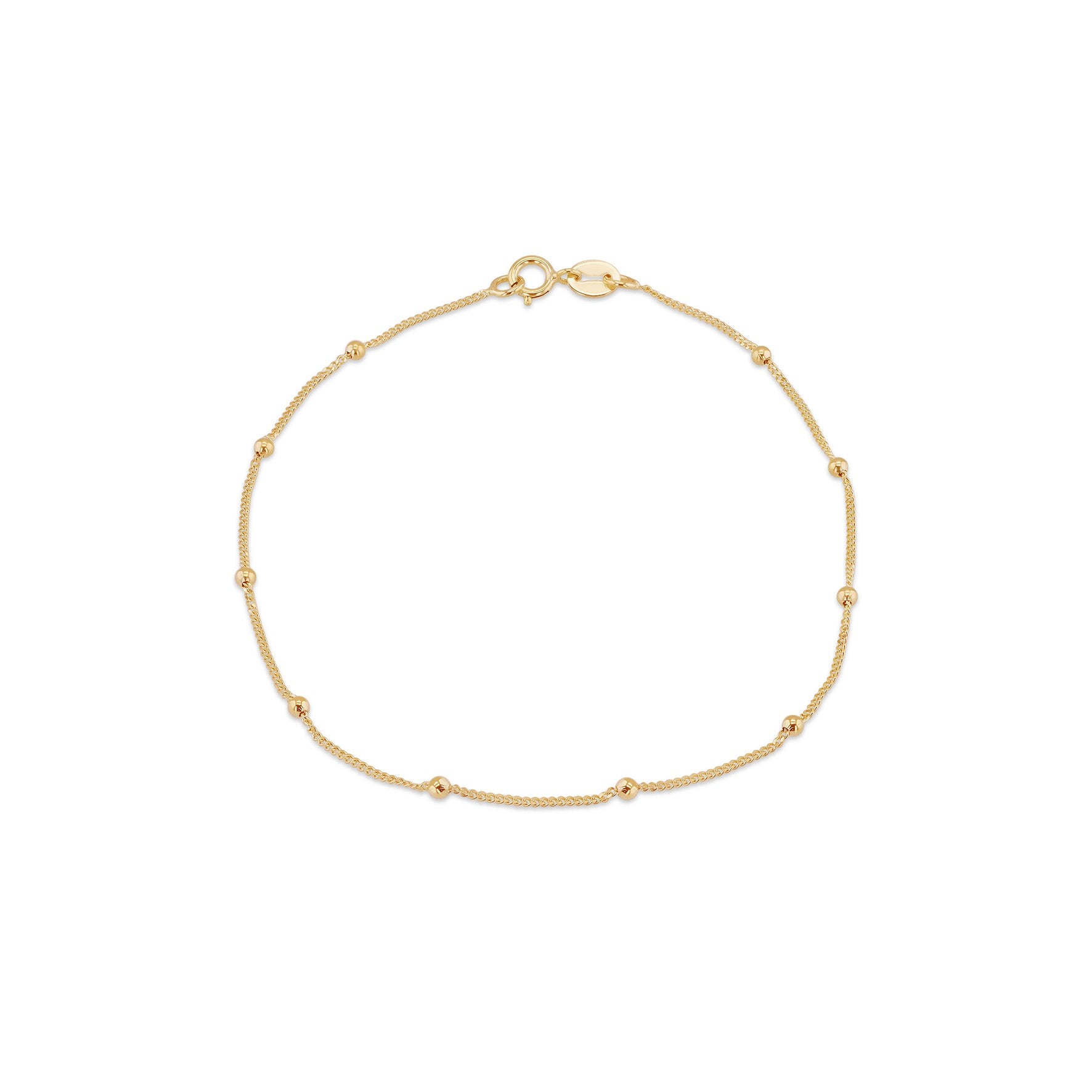 9ct Yellow Gold Curb and Ball Bracelet 7'