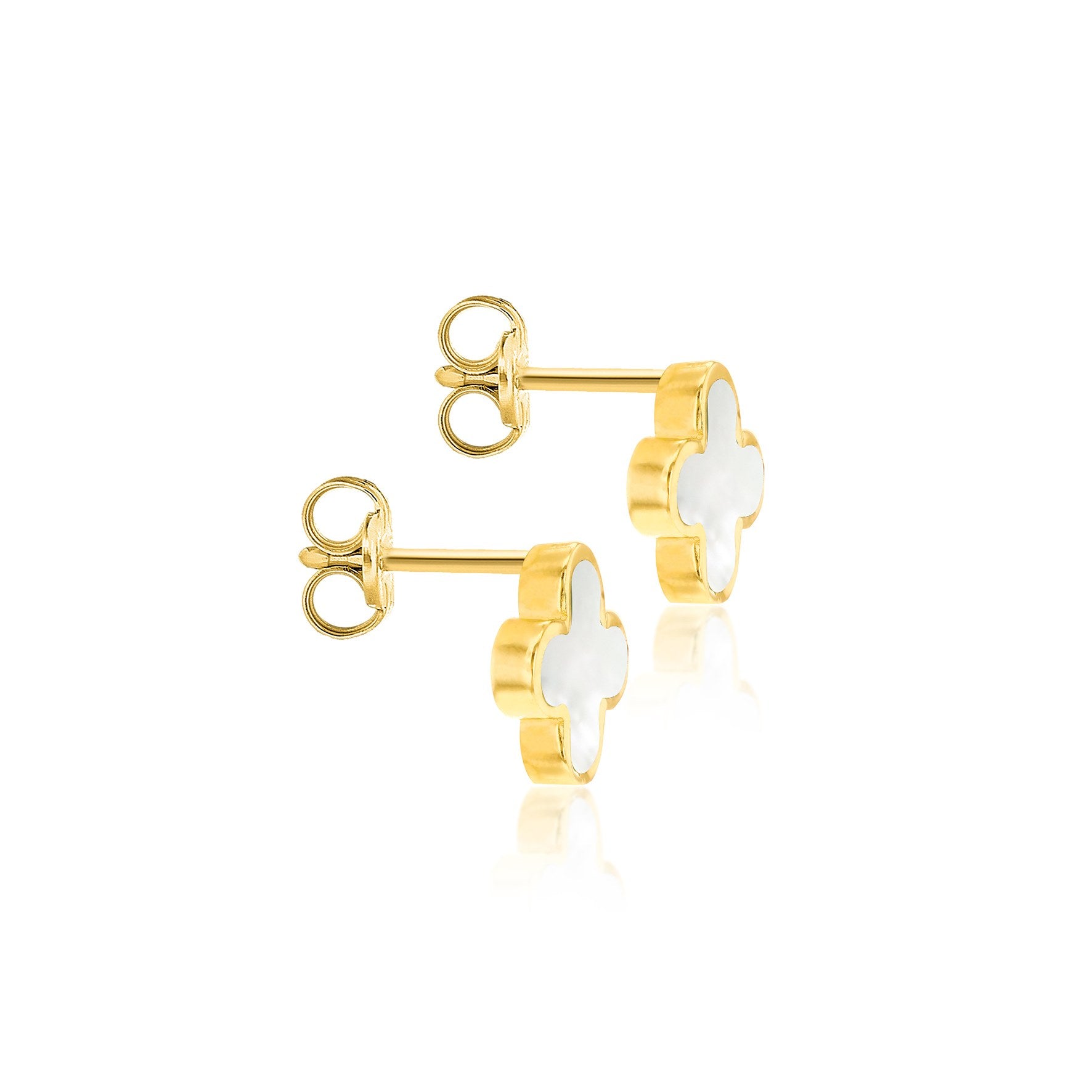 9ct Yellow Gold Mother of Pearl Petal Stud Earrings