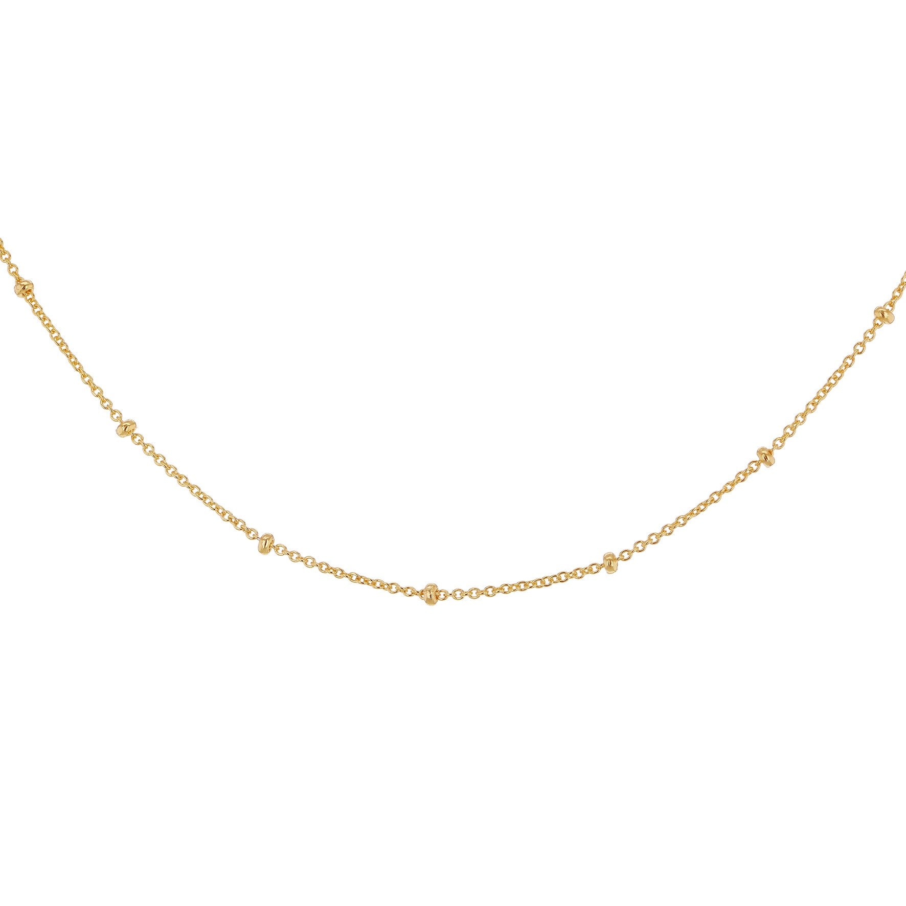 Sterling Silver Yellow Gold Plated Ball & Trace Chain 18'