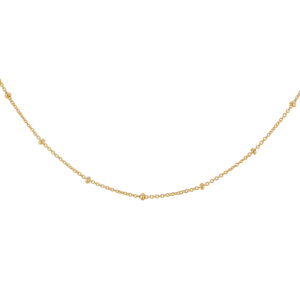 Sterling Silver Yellow Gold Plated Ball & Trace Chain 18'