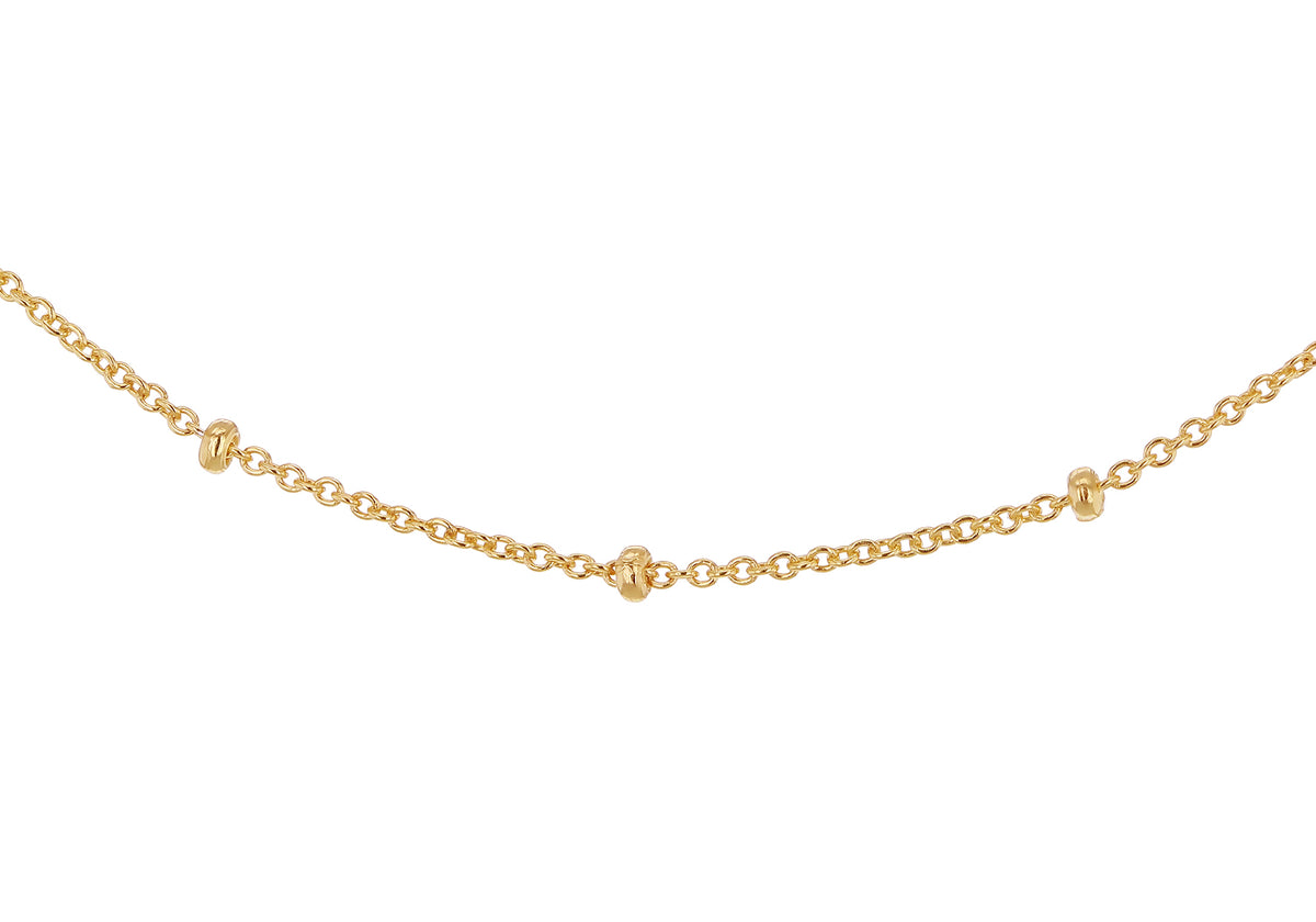 Sterling Silver Yellow Gold Plated Ball & Trace Chain 18'