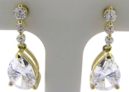 9ct Yellow Gold Pear-Shape CZ Drop Earrings