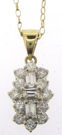 Vintage 9ct Yellow And White Gold Cubic Zirconia Cluster Pendant