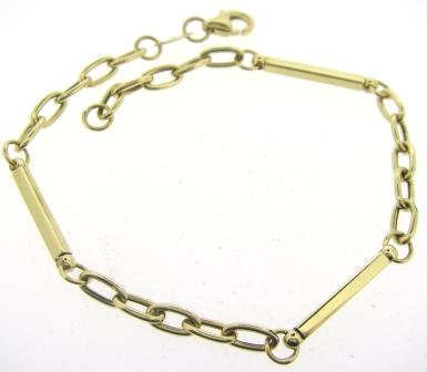 9ct Yellow Gold Bar and Cable Bracelet