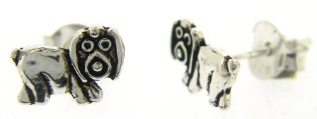 Sterling Silver Dog Stud Earrings