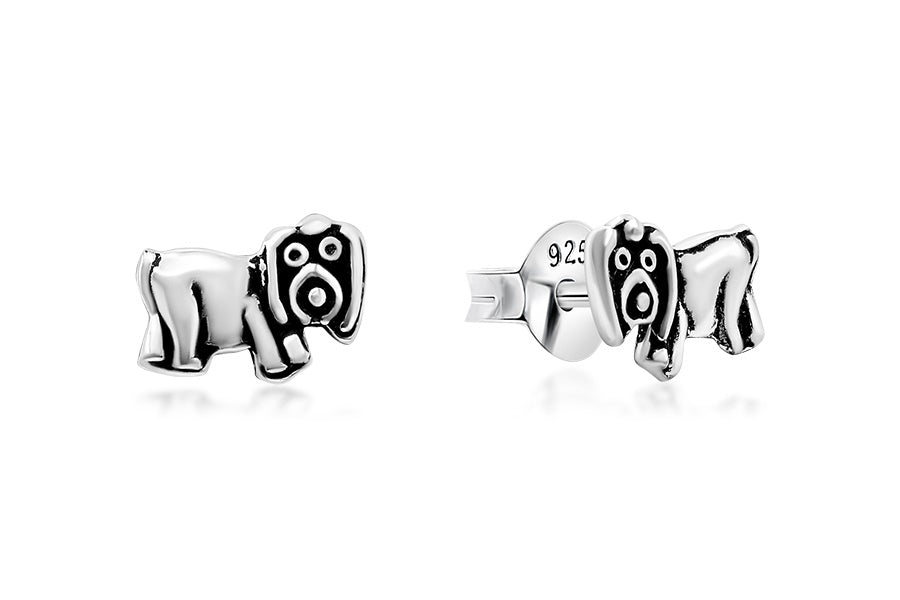 Sterling Silver Dog Stud Earrings
