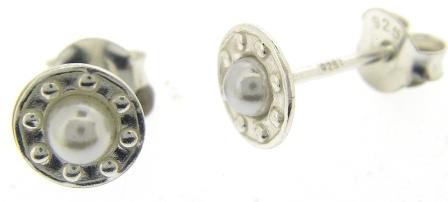 Sterling Silver Synthetic Pearl Stud Earrings