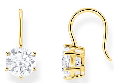 Thomas Sabo Sterling Silver Yellow Gold Plated Hook Earrings with Cubic Zirconia
