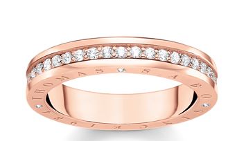 Thomas Sabo Sterling Silver Rose Gold Plate Band with Cubic Zirconia Ring