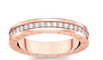Thomas Sabo Sterling Silver Rose Gold Plate Band with Cubic Zirconia Ring