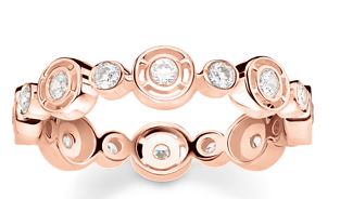 Thomas Sabo Sterling Silver Rose Gold Plate Bezel Set Ring with Cubic Zirconia