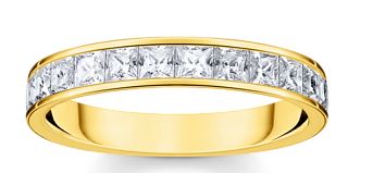 Thomas Sabo Sterling Silver Yellow Gold Plated Princess Cut Band with Cubic Zirconia Ring