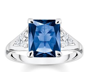 Thomas Sabo Sterling Silver Octagon Sapphire Ring with Cubic Zirconia