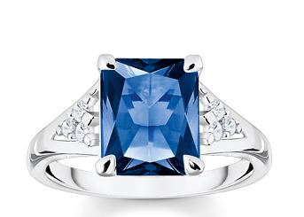 Thomas Sabo Sterling Silver Octagon Sapphire Ring with Cubic Zirconia