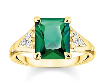 SS/YGP Grn St & CZ Ring - 54