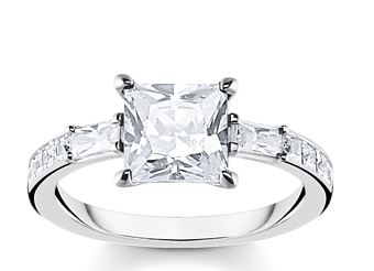 Thomas Sabo Sterling Silver Princess Cut Ring with Cubic Zirconia