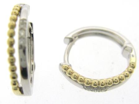 9ct White and Yellow Gold Diamond Hoop Earrings
