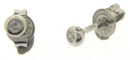 9ct White Gold Rubover Set Diamond Stud Earrings