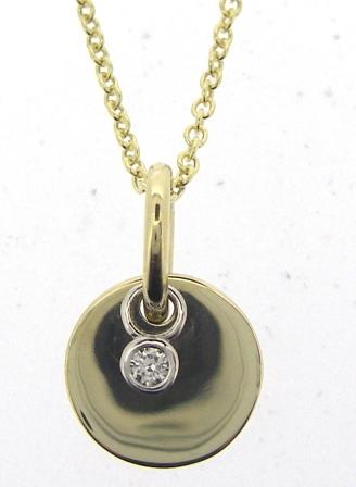 9ct Yellow Gold & White Gold Diamond Disc Pendant