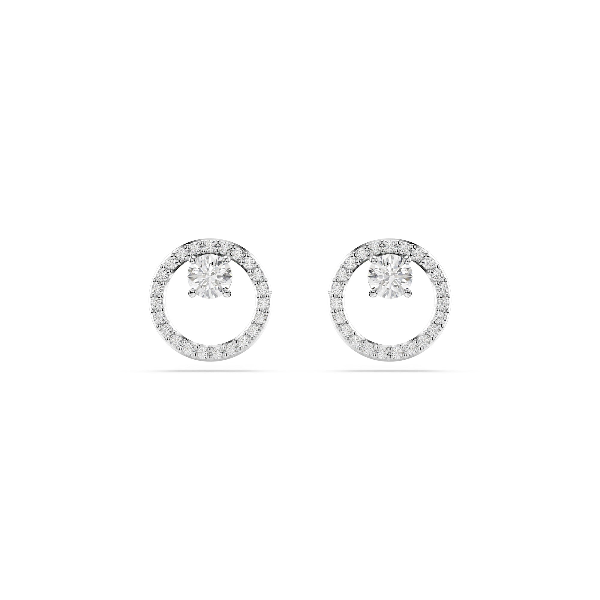 Swarovski Constella Stud Earrings - Rhodium Plated - White Crystals
