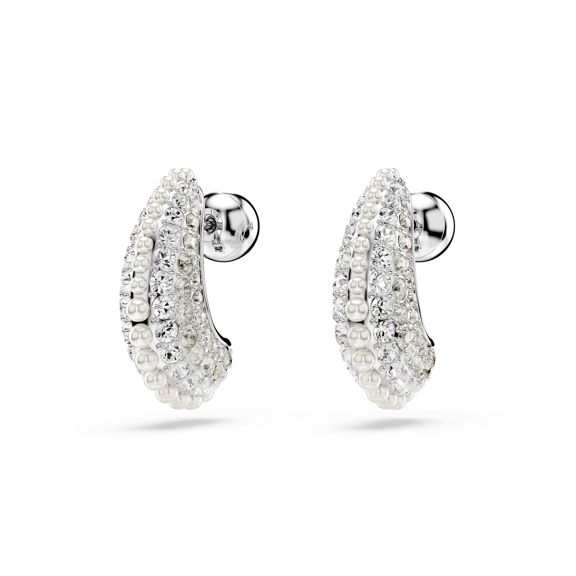 Swarovski Sublima Drop Earrings - Rhodium Plated - Crystal Pearl