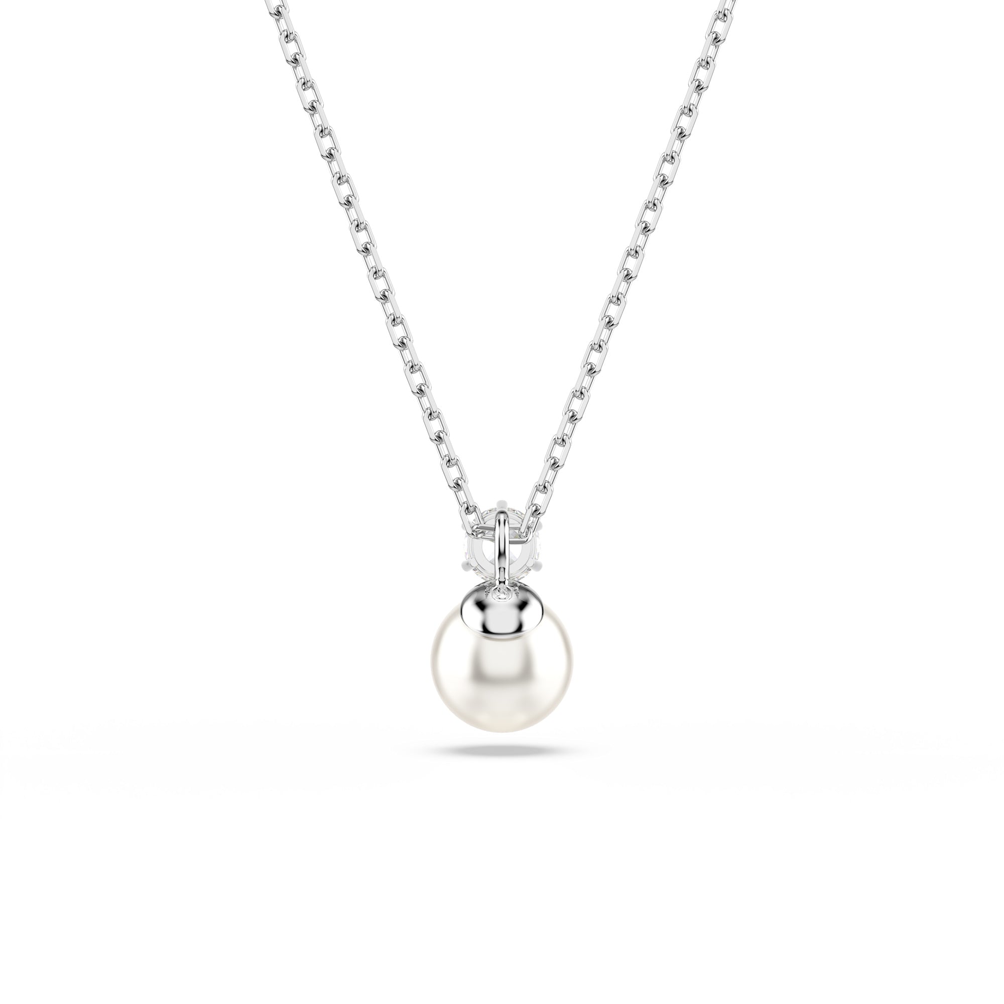 Swarovski Matrix Pendant - Rhodium Plated - Crystal Pearl