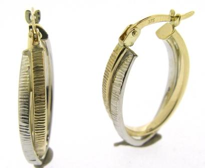 9ct Two-Tone Gold Crossover Hoop Earrings