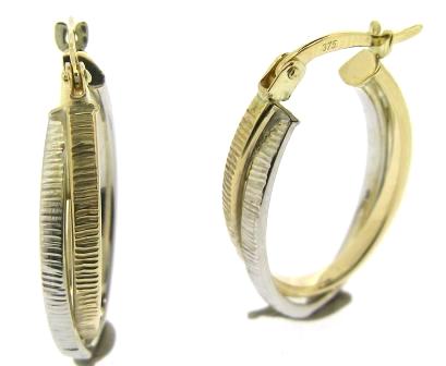 9ct Two-Tone Gold Crossover Hoop Earrings