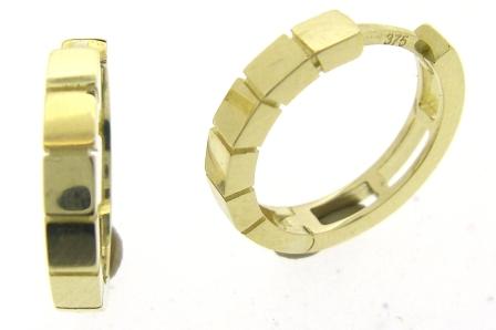 Elegant 9ct Yellow Gold Diamond Cut Hoop Earrings