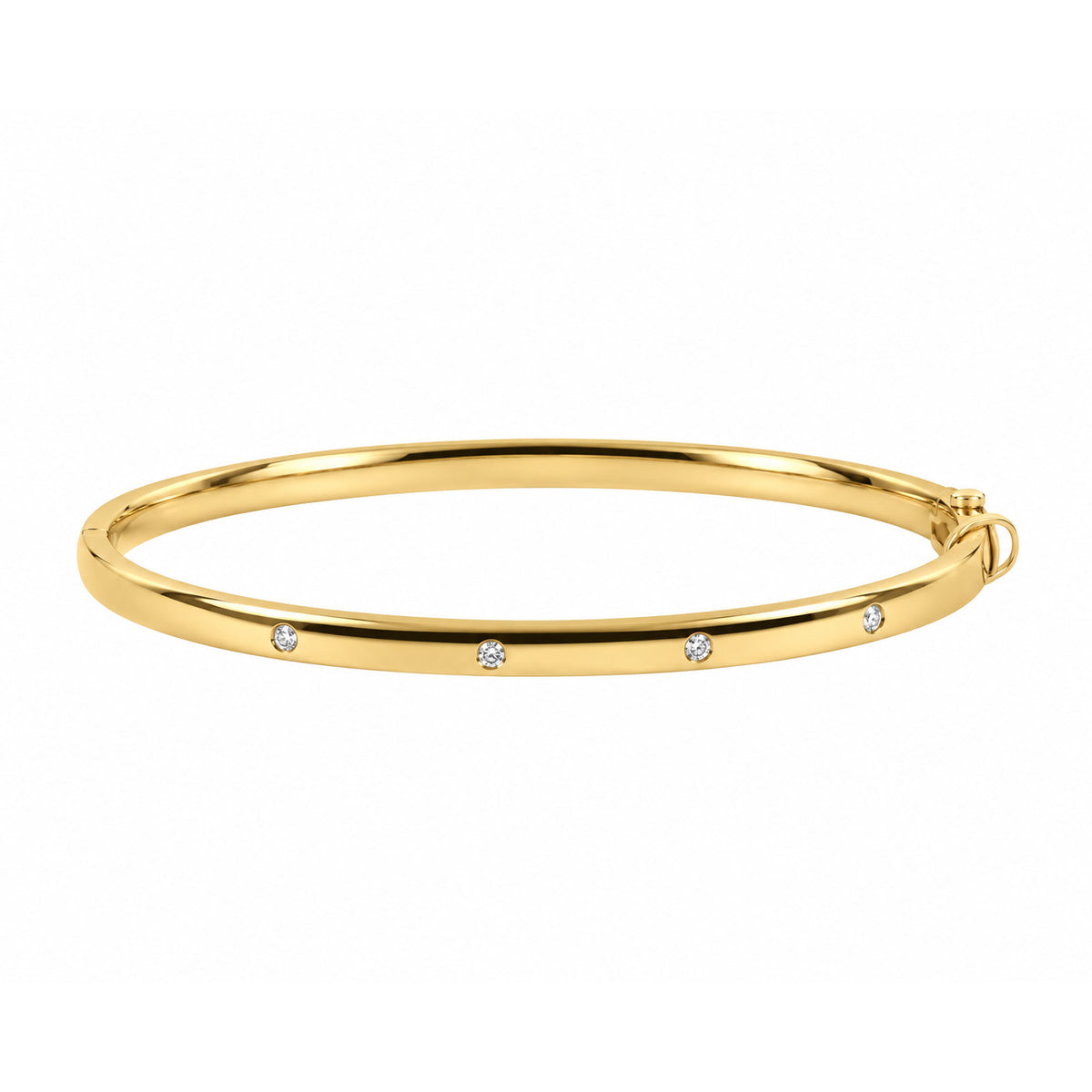 9ct Yellow Gold 5 Stone Round Brilliant Punch Set Diamond Bangle